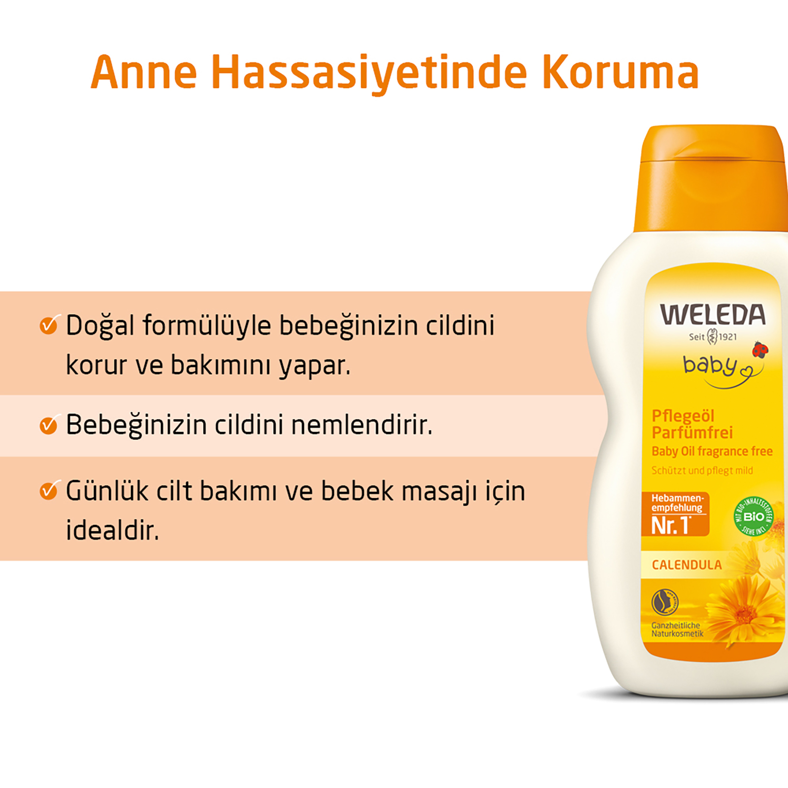 Calendula Organik Parfümsüz Bebek Yağı 200ml