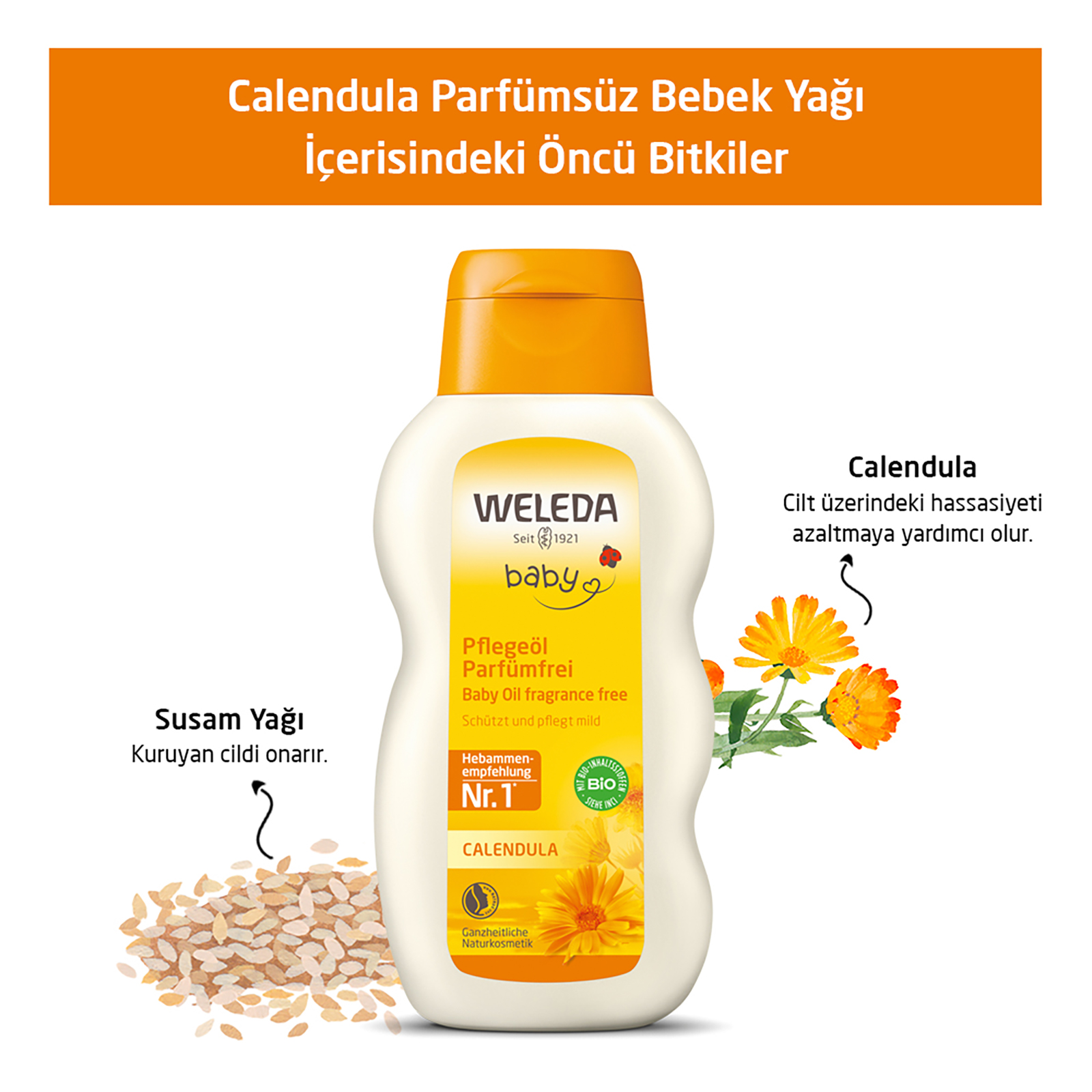 Calendula Organik Parfümsüz Bebek Yağı 200ml
