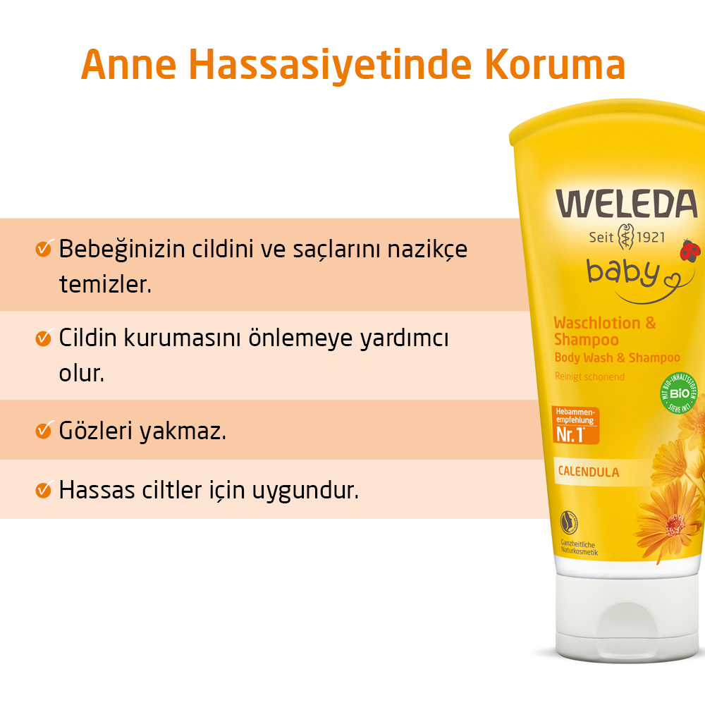 Calendula Organik Saç ve Vücut Şampuanı 200ml
